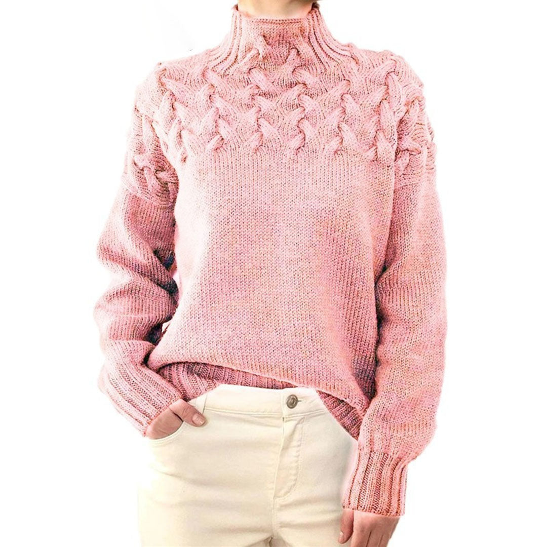 Dzianinowy sweter damski - Isabelle-Różowy-S-Trend Polska
