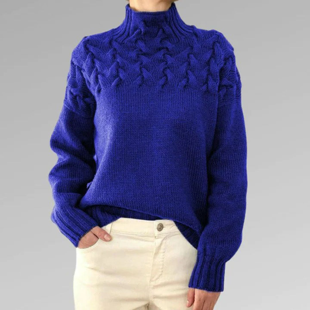 Dzianinowy sweter damski - Isabelle-Jasnoniebieski-S-Trend Polska
