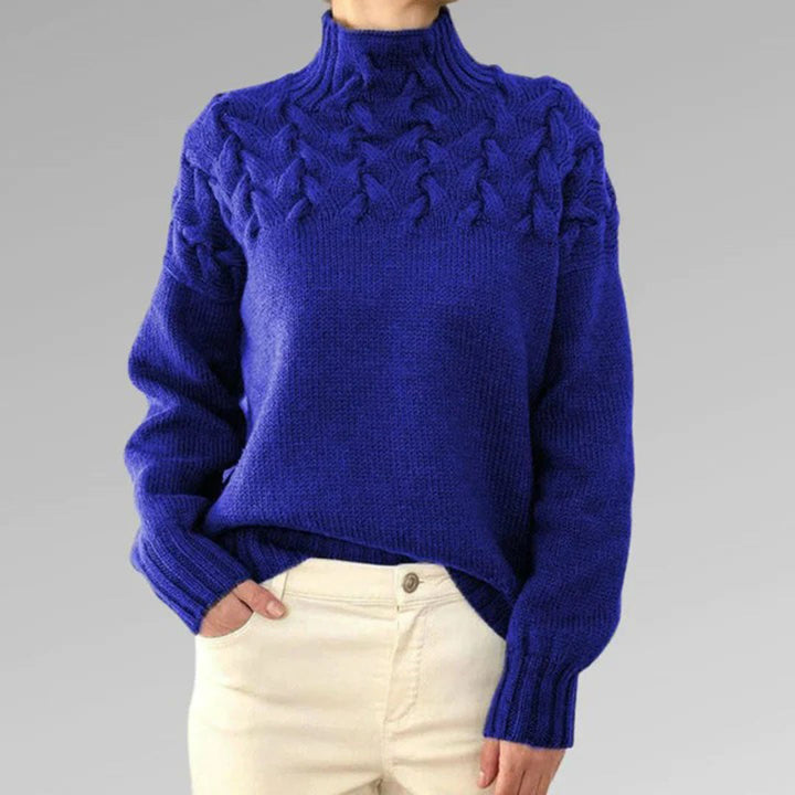 Dzianinowy sweter damski - Isabelle-Jasnoniebieski-S-Trend Polska