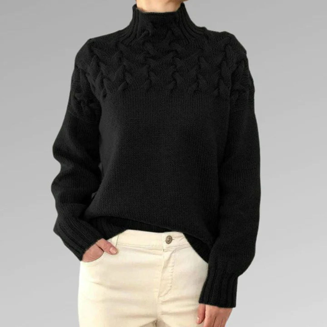 Dzianinowy sweter damski - Isabelle-Jasnoniebieski-S-Trend Polska