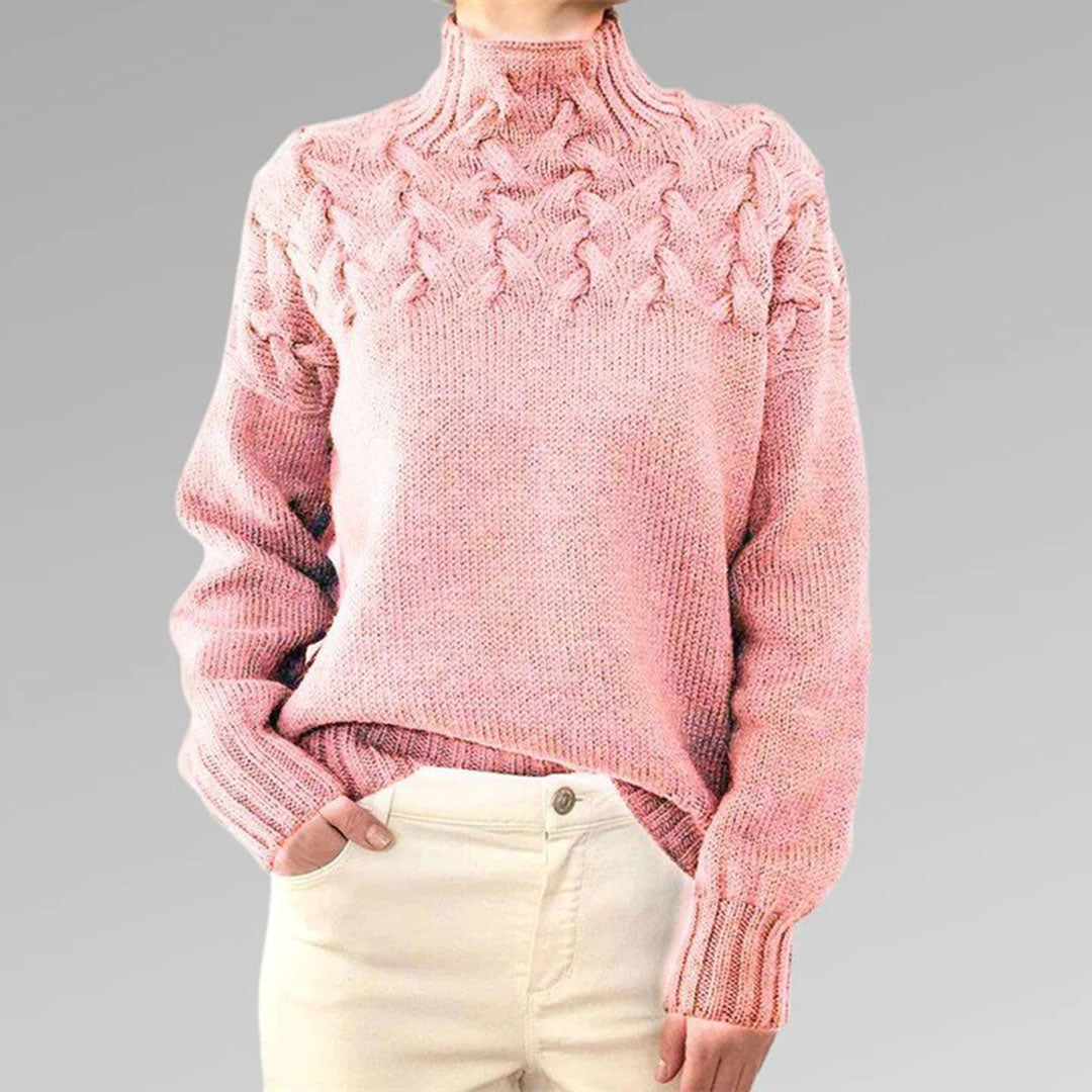 Dzianinowy sweter damski - Isabelle-Jasnoniebieski-S-Trend Polska