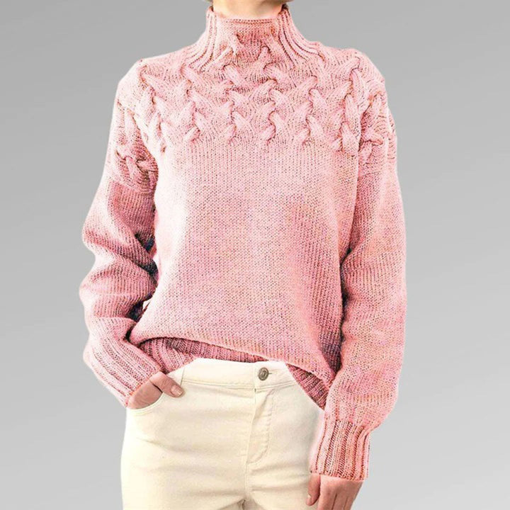 Dzianinowy sweter damski - Isabelle-Jasnoniebieski-S-Trend Polska