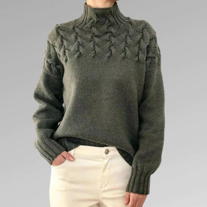 Dzianinowy sweter damski - Isabelle-Jasnoniebieski-S-Trend Polska