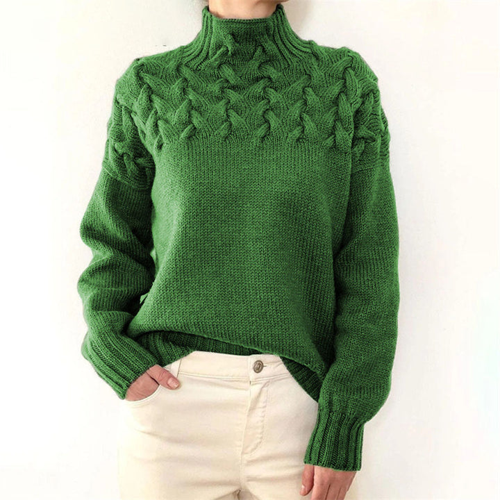 Dzianinowy sweter damski - Isabelle-Zielony-S-Trend Polska