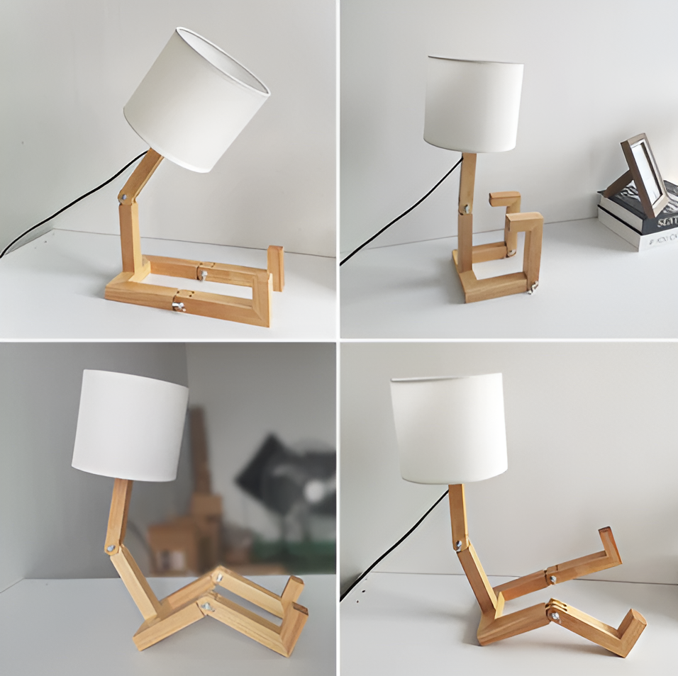 Elastyczna lampa biurkowa z drewna litego – LumoBot-Trend Polska