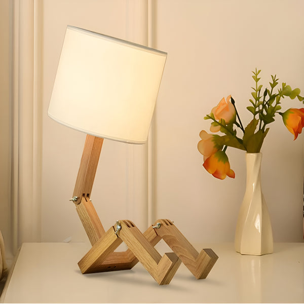 Elastyczna lampa biurkowa z drewna litego – LumoBot-Trend Polska
