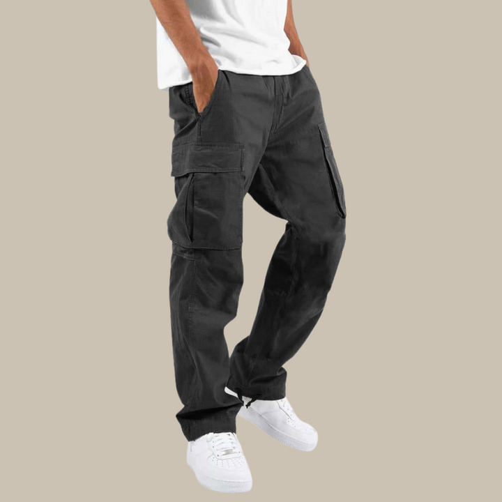 Elastyczne spodnie cargo | Stretch Regular-Fit mężczyźni-Czarny-S-Trend Polska