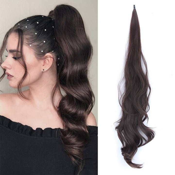 Elastyczny kok na całej długości dla długich, gęstych włosów - Selena-Czekolada gorzka-Trend Polska