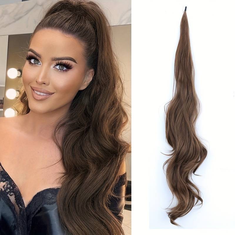 Elastyczny kok na całej długości dla długich, gęstych włosów - Selena-Hollywood Brunette-Trend Polska