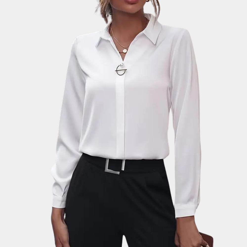 Elegancka bluzka z szyfonu dla pań – Amélie-Biały-S-Trend Polska
