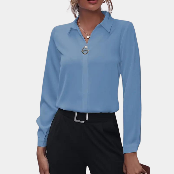 Elegancka bluzka z szyfonu dla pań – Amélie-Błękitny-S-Trend Polska