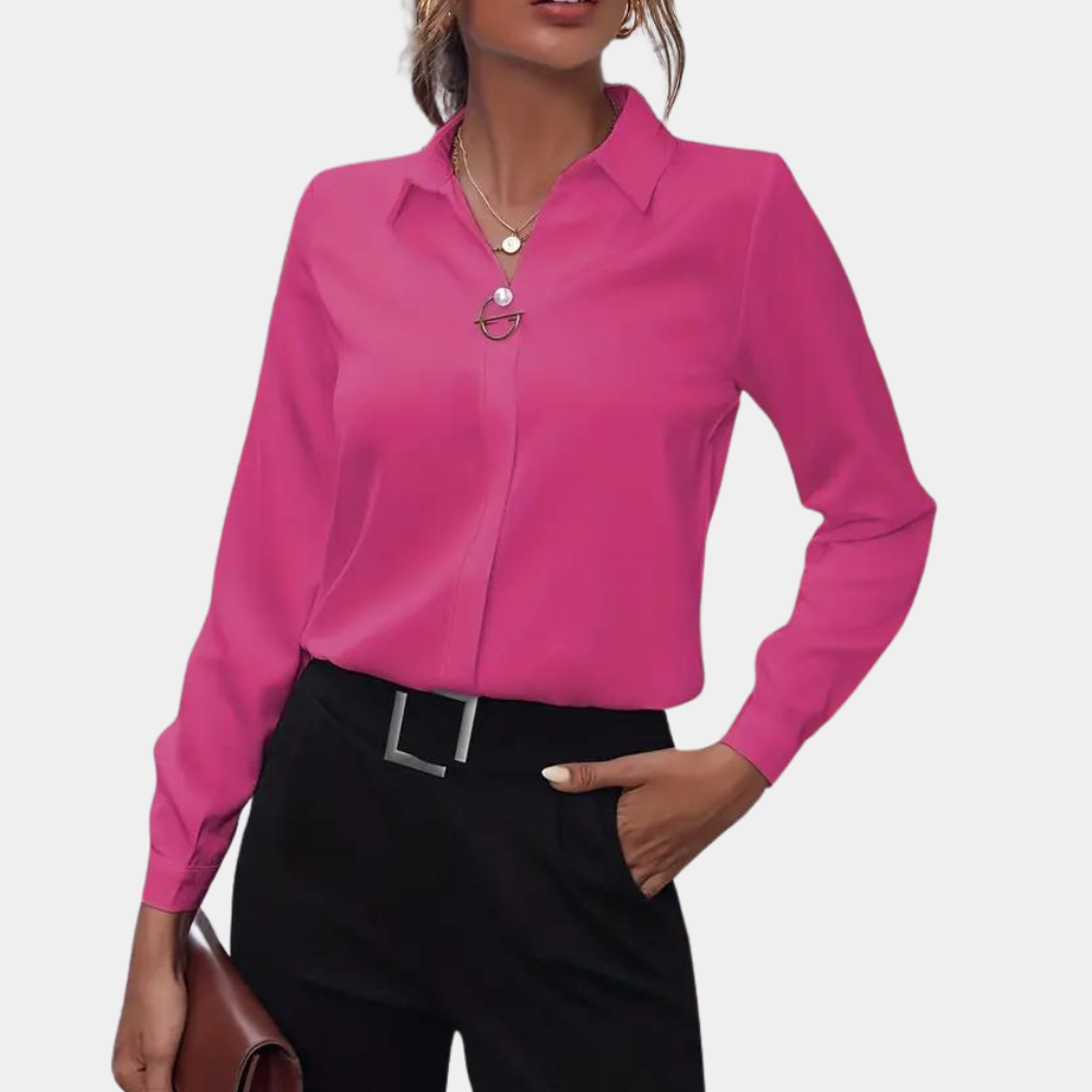 Elegancka bluzka z szyfonu dla pań – Amélie-ciemnoróżowy-S-Trend Polska