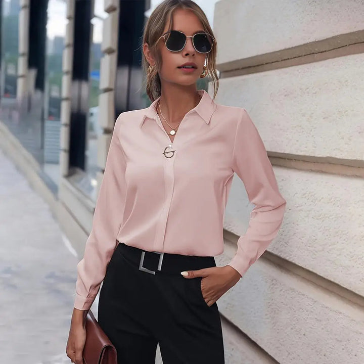 Elegancka bluzka z szyfonu dla pań – Amélie-Błękitny-S-Trend Polska