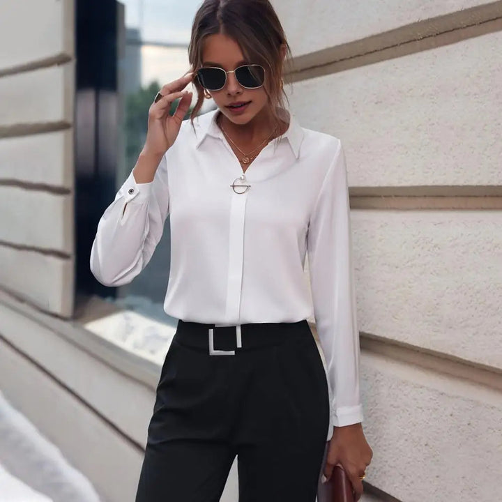 Elegancka bluzka z szyfonu dla pań – Amélie-Błękitny-S-Trend Polska