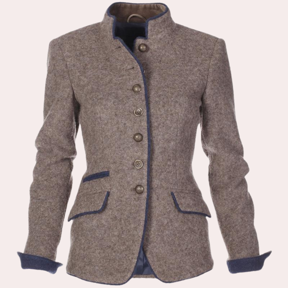 Elegancka damska marynarka - Elara-Brązowy-XS-Trend Polska