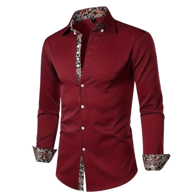 Elegancka koszula party dla mężczyzn – Matteo-Czerwony wino-S-Trend Polska