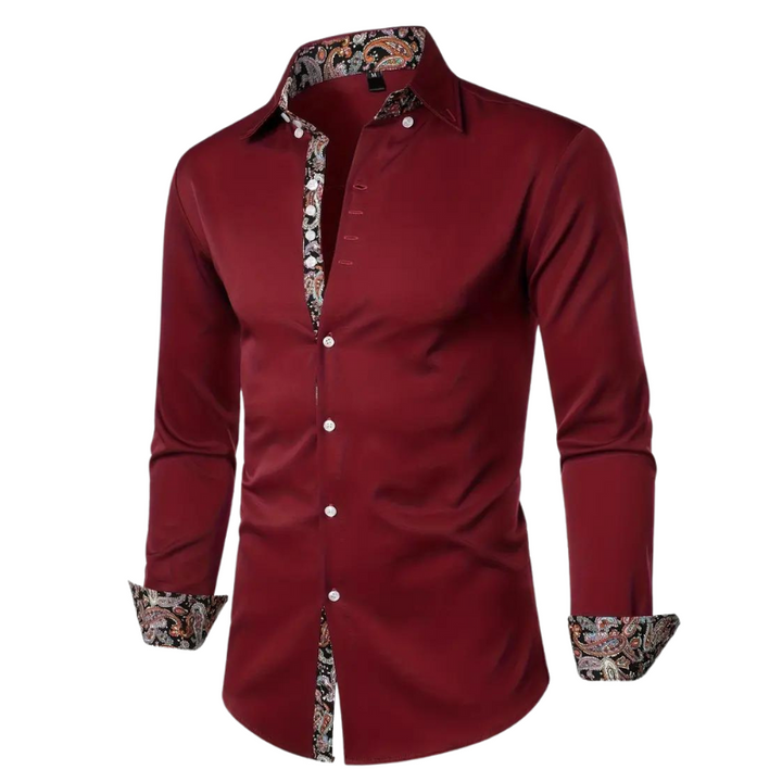 Elegancka koszula party dla mężczyzn – Matteo-Czerwony wino-S-Trend Polska