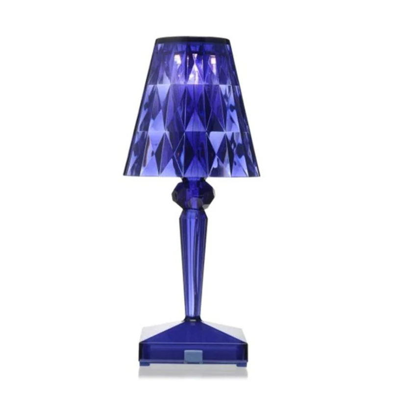 Elegancka lampa stołowa z kryształowym wzorem - CrystalLuxe-niebieski-Trend Polska