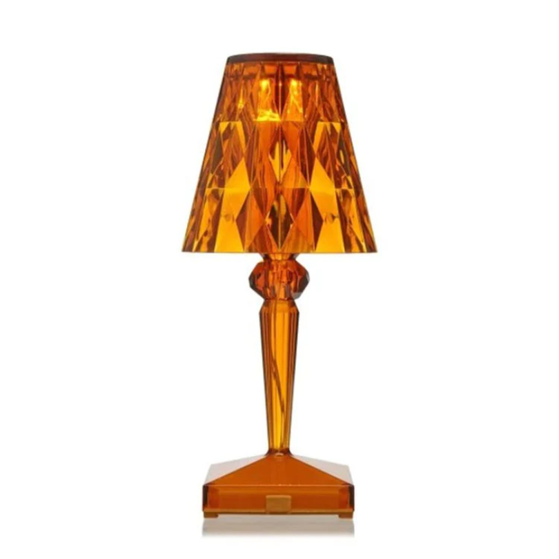 Elegancka lampa stołowa z kryształowym wzorem - CrystalLuxe-pomarańczowy-Trend Polska