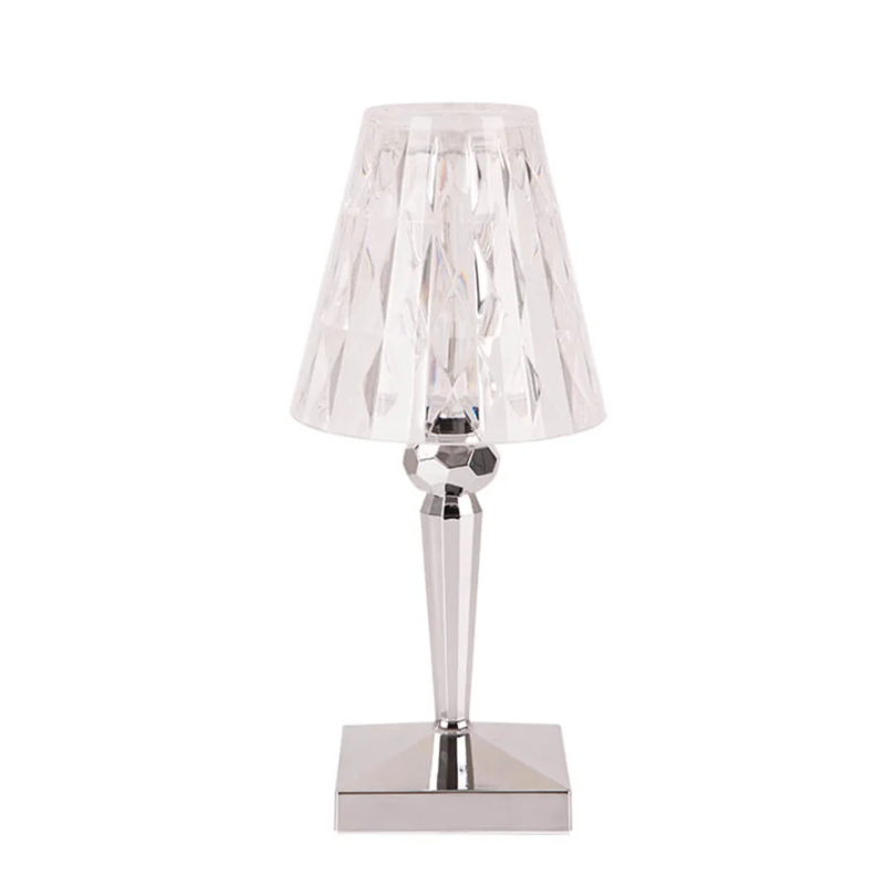 Elegancka lampa stołowa z kryształowym wzorem - CrystalLuxe-srebro-Trend Polska