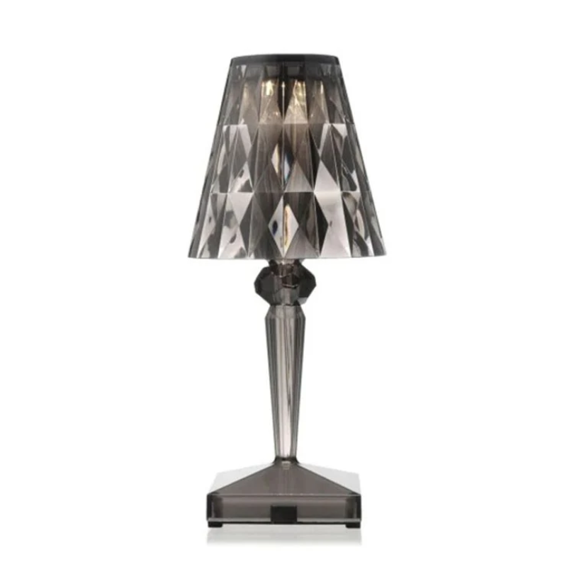 Elegancka lampa stołowa z kryształowym wzorem - CrystalLuxe-szary-Trend Polska