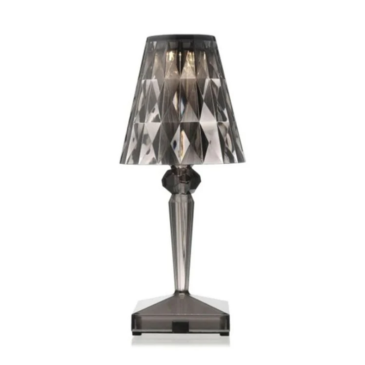 Elegancka lampa stołowa z kryształowym wzorem - CrystalLuxe-szary-Trend Polska