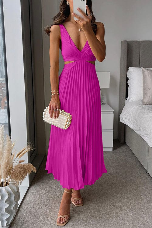 Elegancka plisowana sukienka z figurującym fasonem – Emilie-Róża-S-Trend Polska