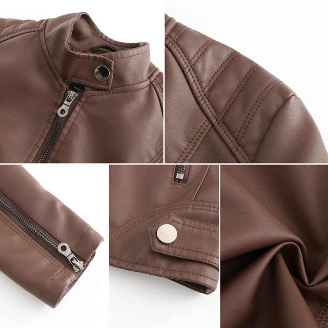 Elegancka skórzana kurtka damska - Romy-Czarny-XS-Trend Polska