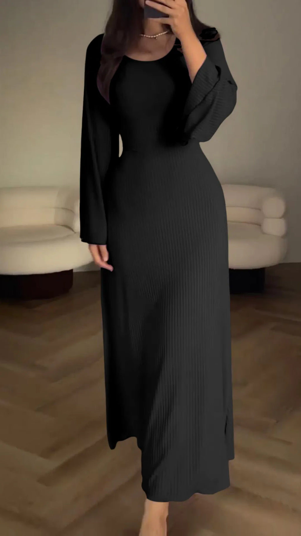 Elegancka sukienka maxi bodycon z wiązaniem – Valencia-Czarny-S-Trend Polska