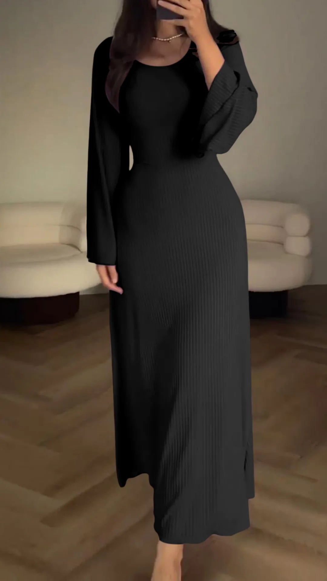 Elegancka sukienka maxi bodycon z wiązaniem – Valencia-Czarny-S-Trend Polska