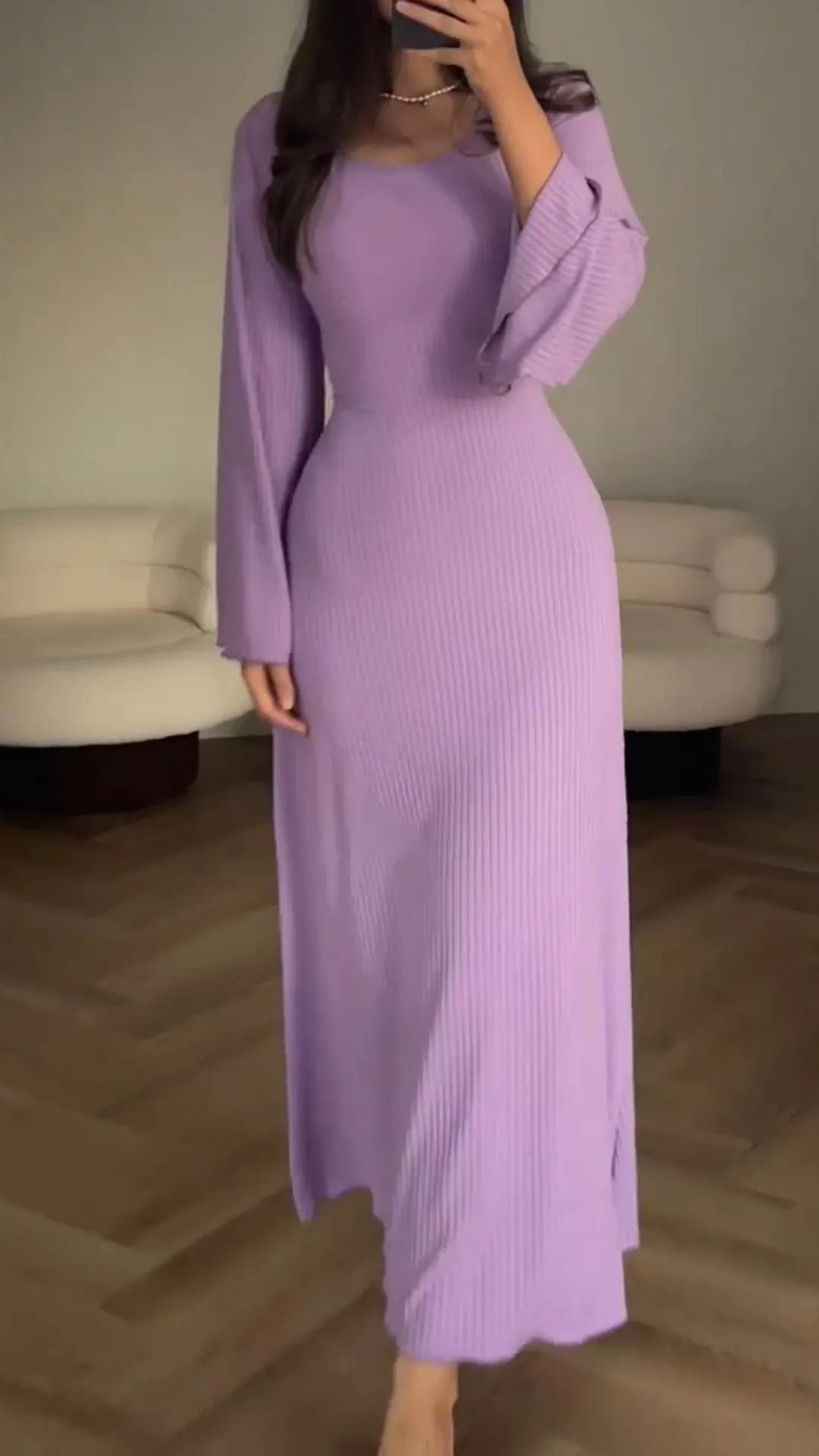 Elegancka sukienka maxi bodycon z wiązaniem – Valencia-Lila-S-Trend Polska