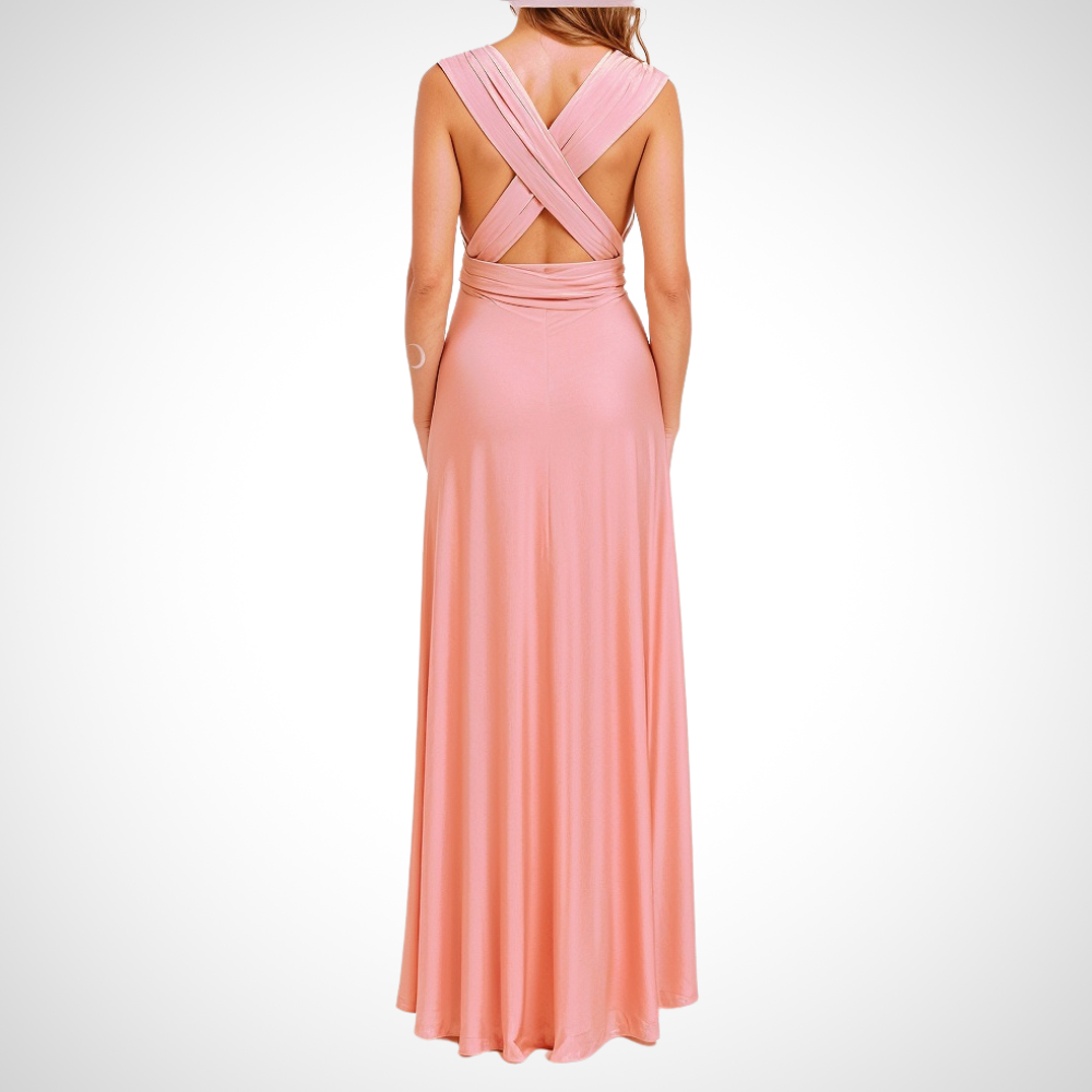 Elegancka sukienka maxi z fasonem dopasowanym do sylwetki – Celine-Róża-S-Trend Polska
