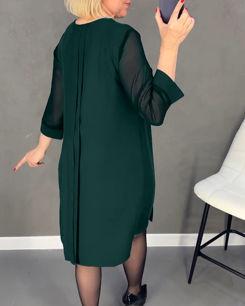 Elegancka sukienka shift z detalami z siateczki – Gabrielle-Czarny-S-Trend Polska