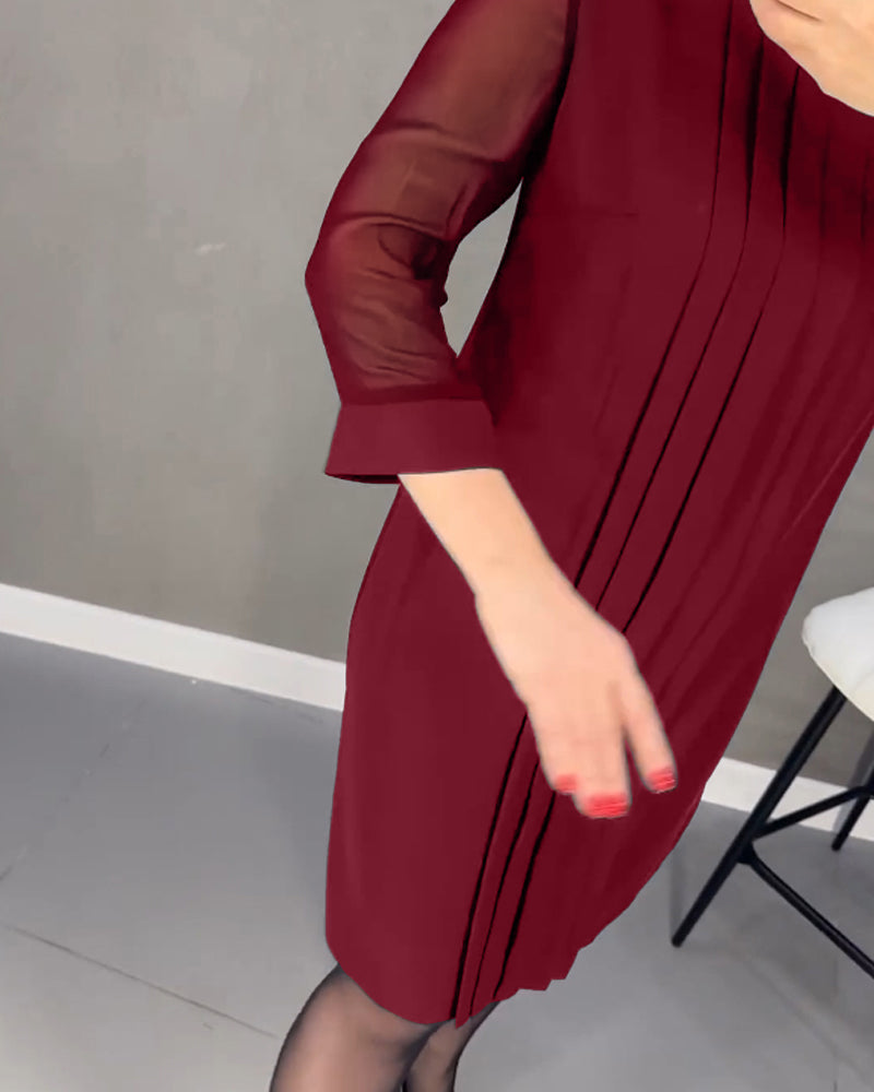 Elegancka sukienka shift z detalami z siateczki – Gabrielle-Czarny-S-Trend Polska