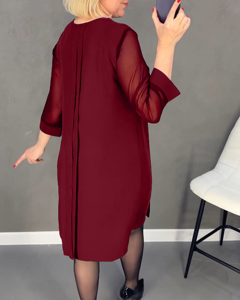 Elegancka sukienka shift z detalami z siateczki – Gabrielle-Czarny-S-Trend Polska