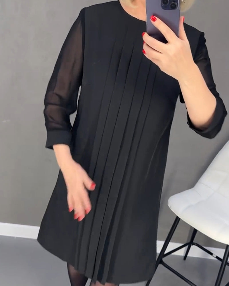 Elegancka sukienka shift z detalami z siateczki – Gabrielle-Czarny-S-Trend Polska