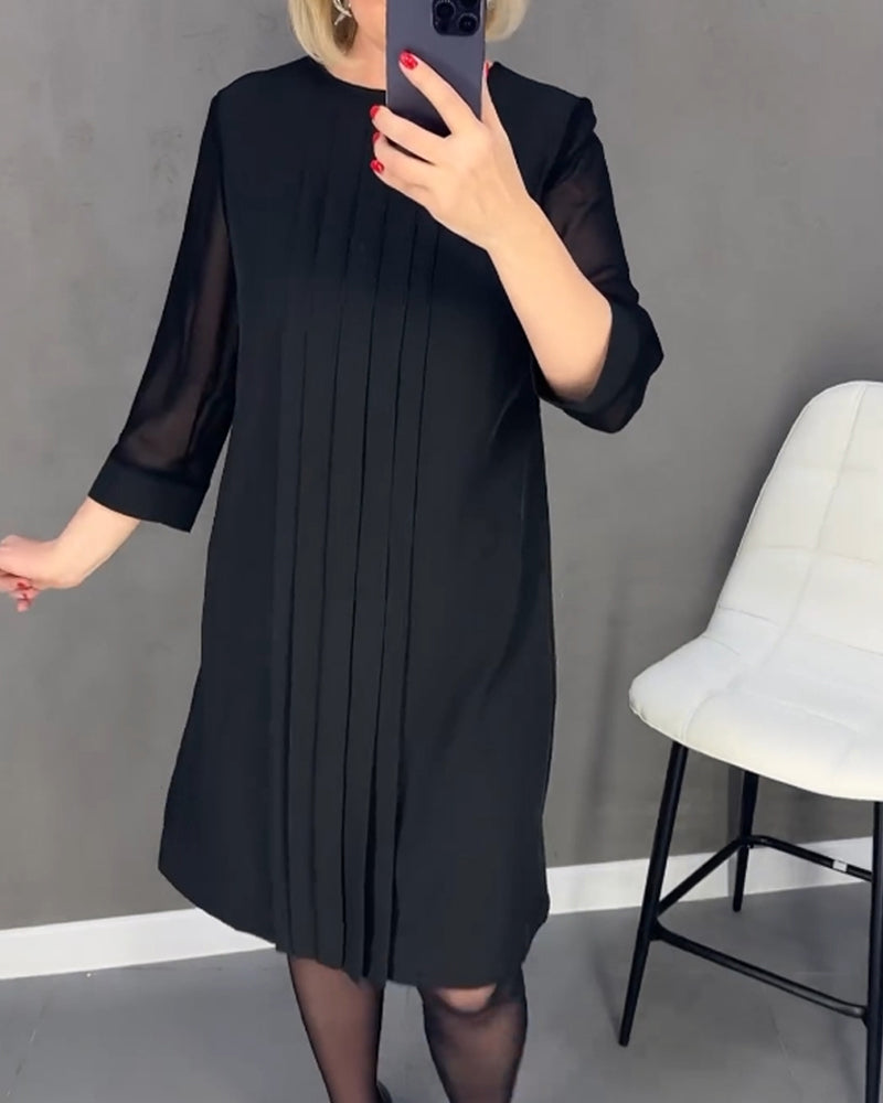 Elegancka sukienka shift z detalami z siateczki – Gabrielle-Czarny-S-Trend Polska