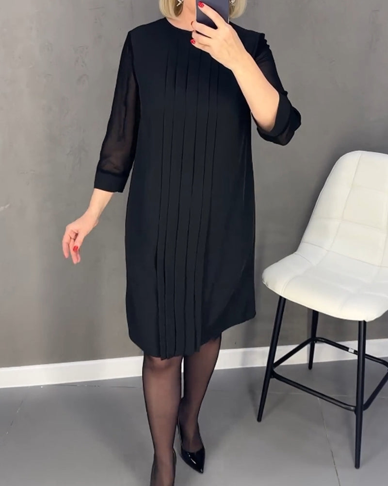Elegancka sukienka shift z detalami z siateczki – Gabrielle-Czarny-S-Trend Polska