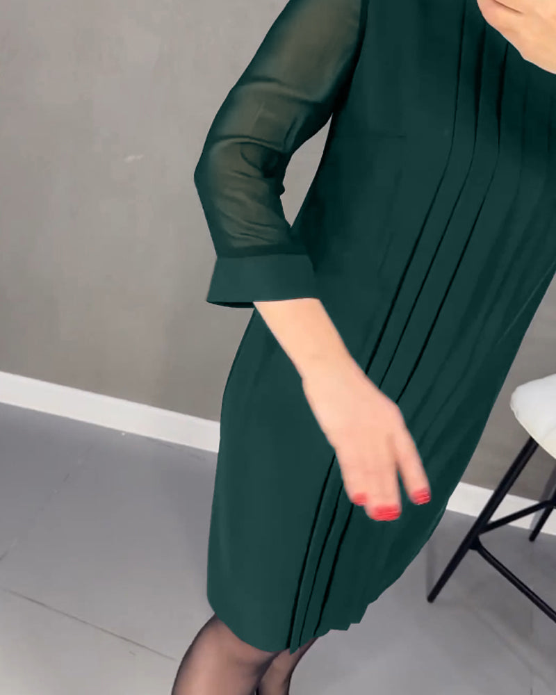 Elegancka sukienka shift z detalami z siateczki – Gabrielle-Czarny-S-Trend Polska