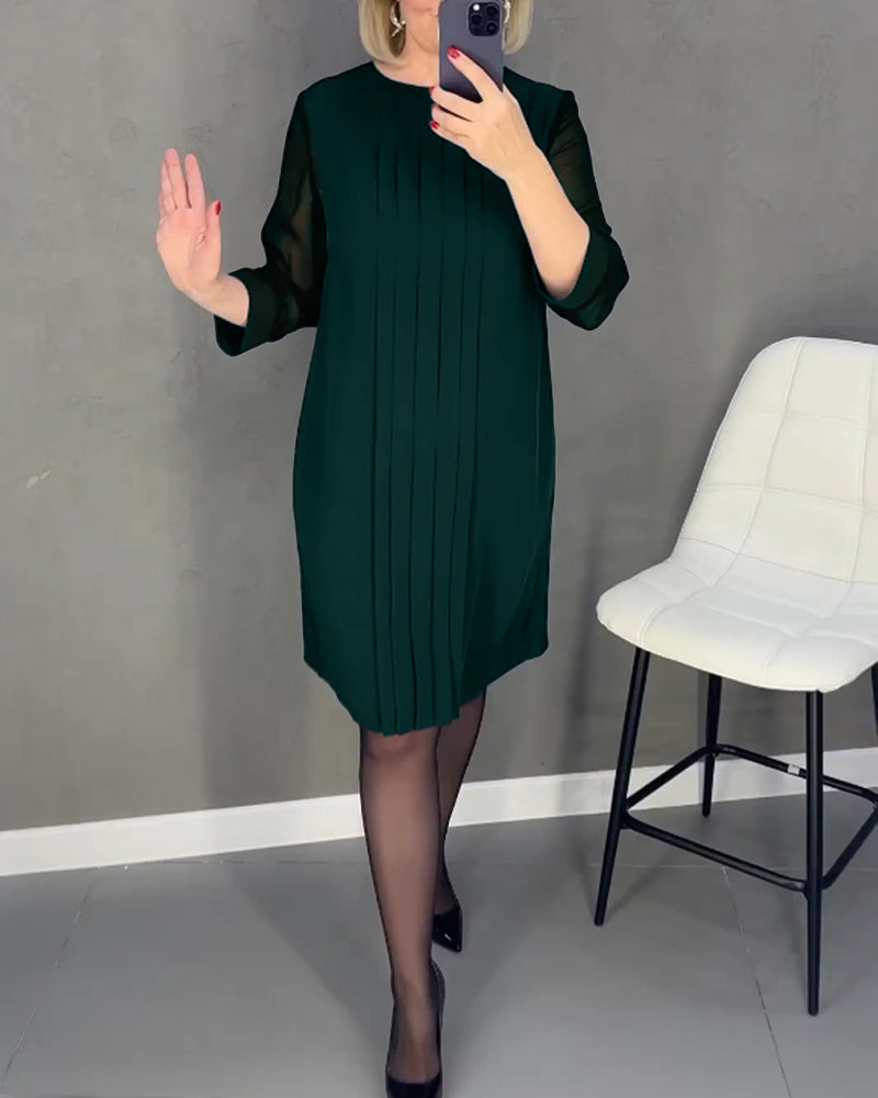 Elegancka sukienka shift z detalami z siateczki – Gabrielle-Zielony-S-Trend Polska