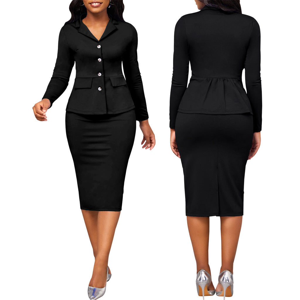 Elegancki Dwuczęściowy Garnitur Damski - Elena-Czarny-S-Trend Polska