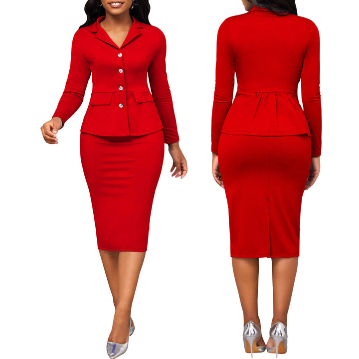 Elegancki Dwuczęściowy Garnitur Damski - Elena-Czerwony-S-Trend Polska