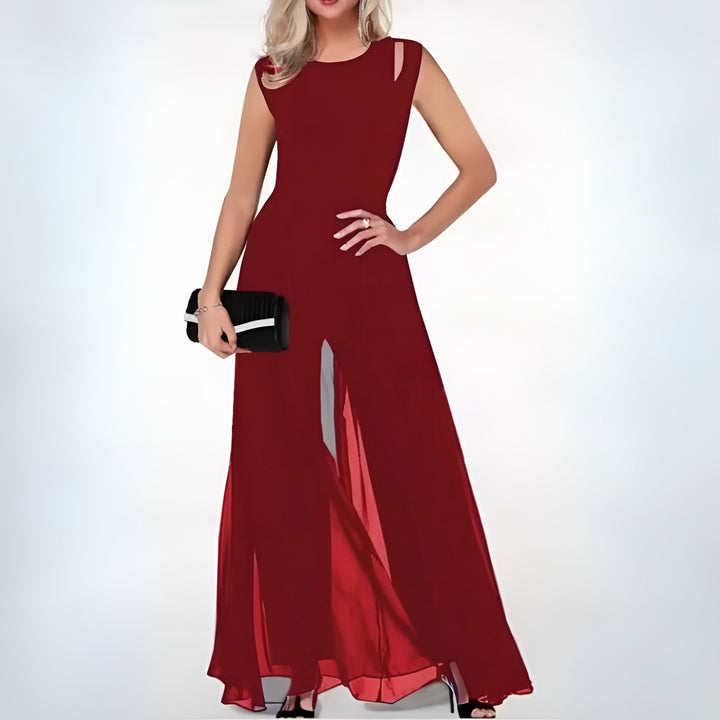 Elegancki kombinezon z lnu dla kobiet – Sofia-Rot-S-Trend Polska