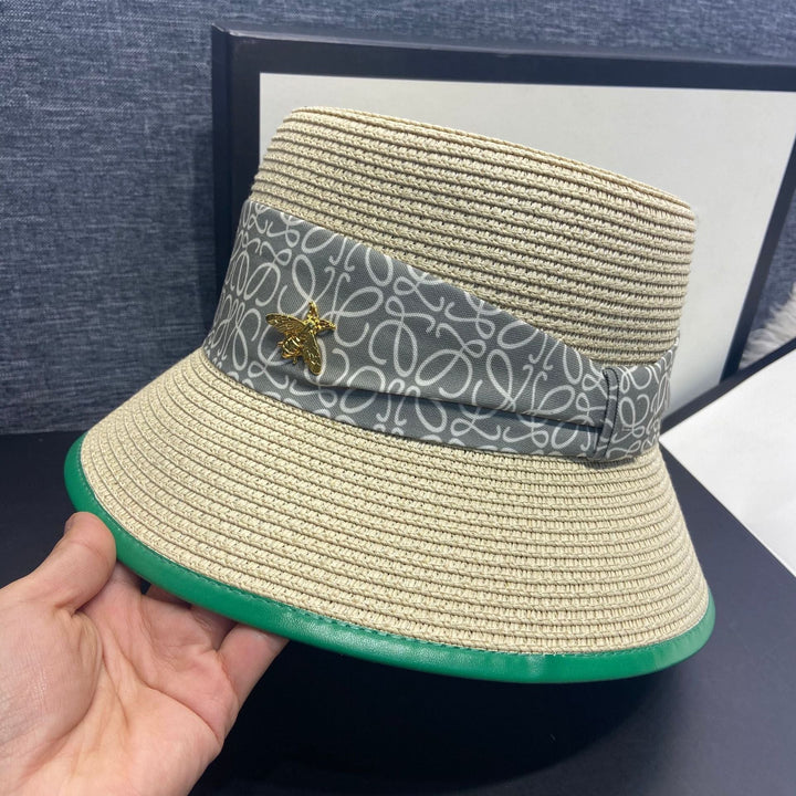 Elegancki letni kapelusz damski z detalem wstążki – RibbonShade-Beżowy-Trend Polska