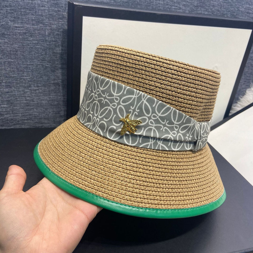 Elegancki letni kapelusz damski z detalem wstążki – RibbonShade-Khaki-Trend Polska