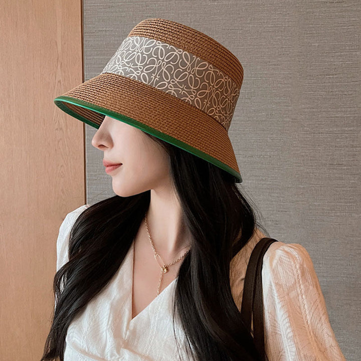 Elegancki letni kapelusz damski z detalem wstążki – RibbonShade-Khaki-Trend Polska