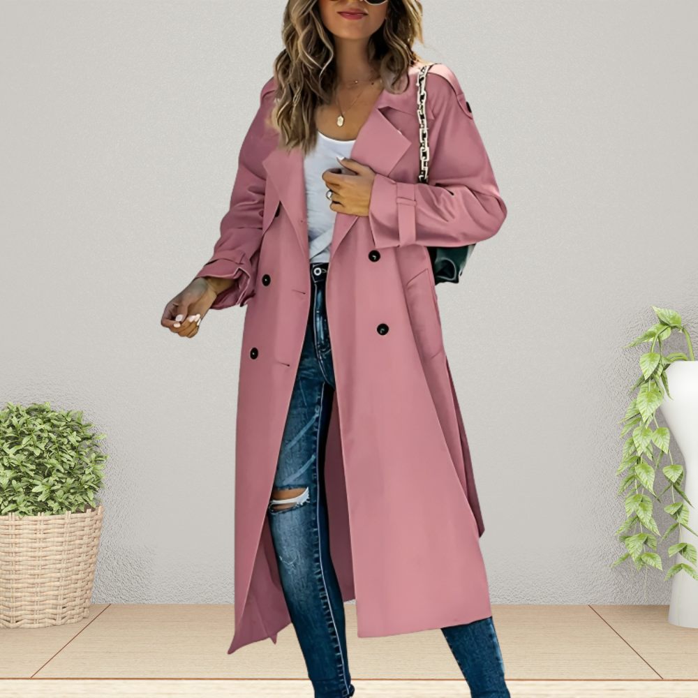 Elegancki płaszcz trench dla kobiet na okres przejściowy - Isabelle-Róża-S-Trend Polska