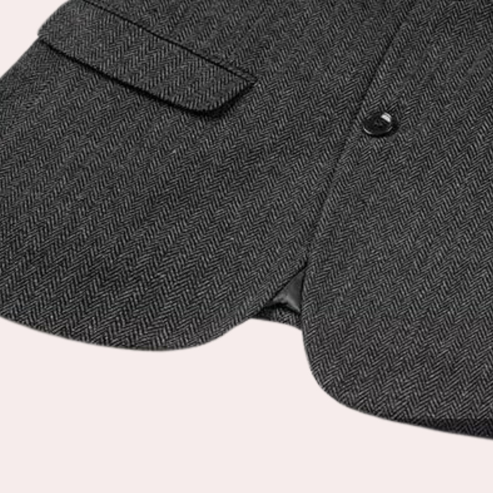 Elegancki Trzyczęściowy Garnitur Męski - Dorian-Czarny-S-Trend Polska