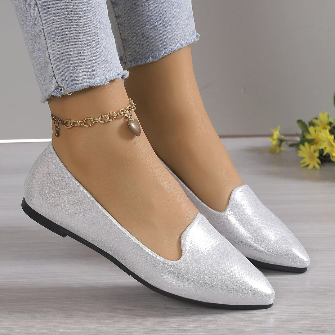 Eleganckie baleriny z koronką i elastycznymi wstawkami - Vivienne-Złoto-35-Trend Polska