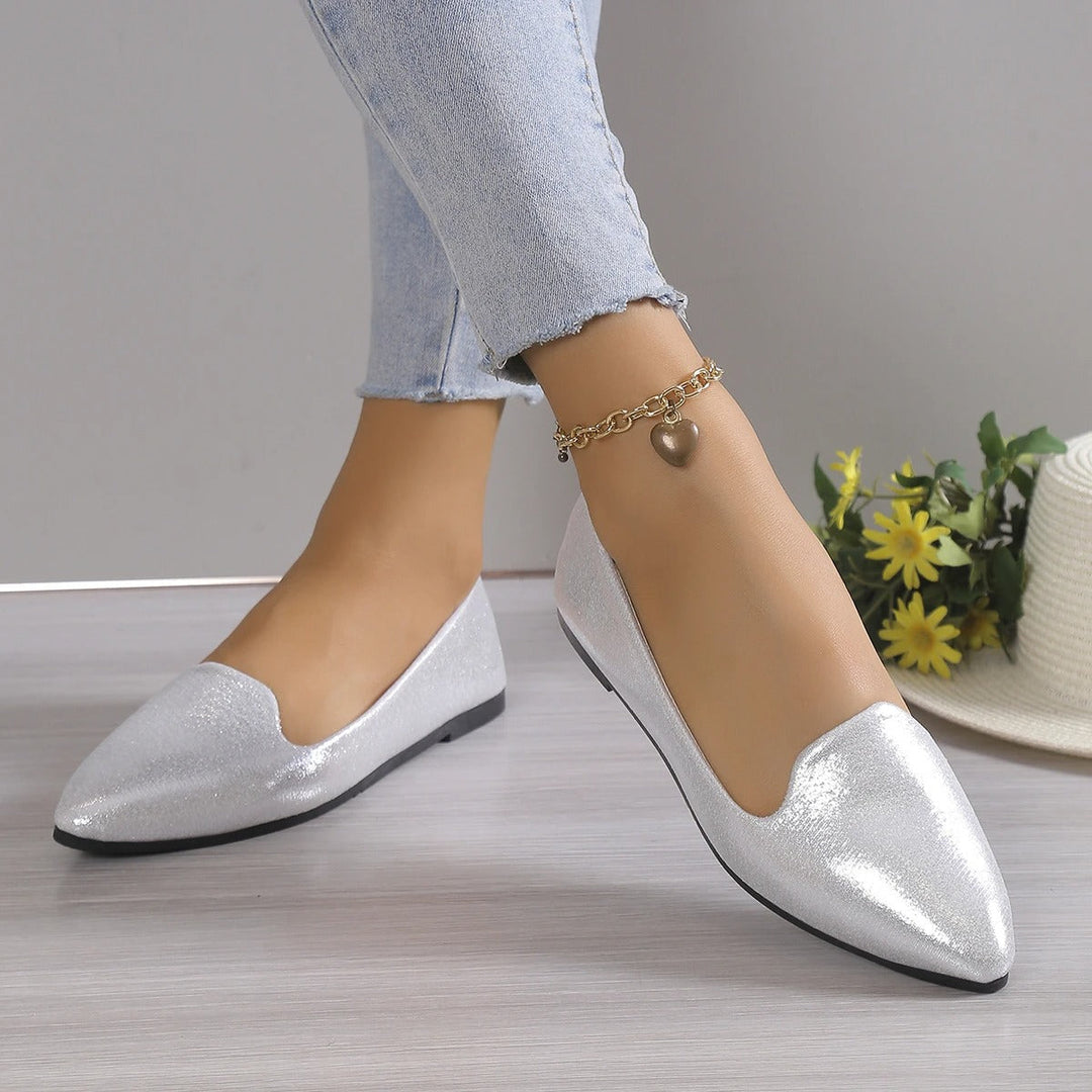 Eleganckie baleriny z koronką i elastycznymi wstawkami - Vivienne-Złoto-35-Trend Polska